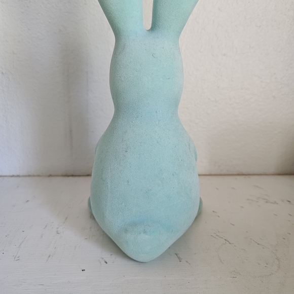 Bath & Body Works rabbit jar candle holder turquoise blue flocked 12 inches - Picture 7 of 10